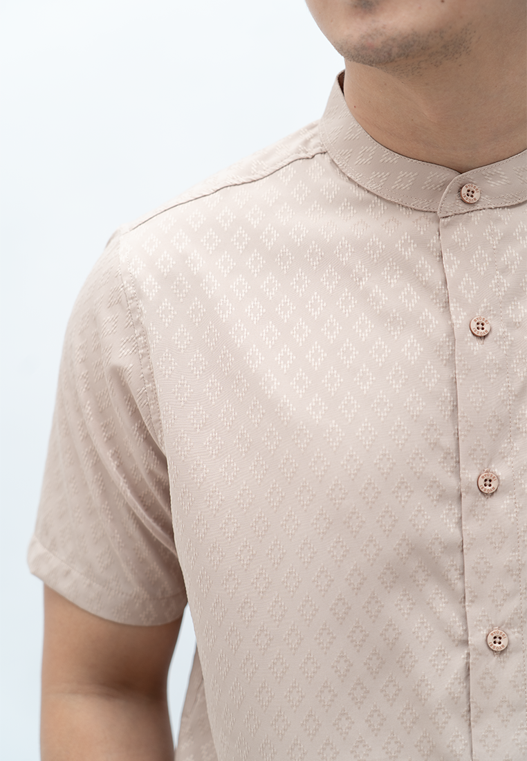 Ryusei Kemeja Kerah Koko Lengan Pendek Hakkoda