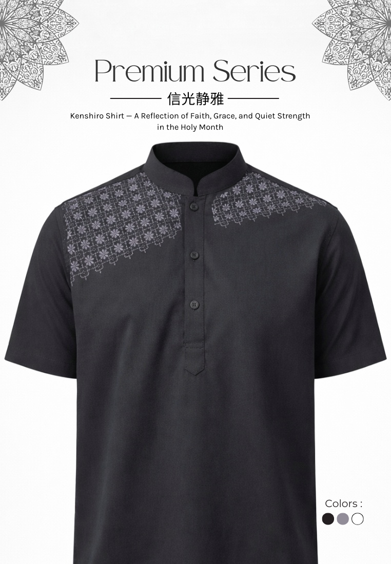 Ryusei Kemeja Kerah Koko Lengan Pendek Kenshiro