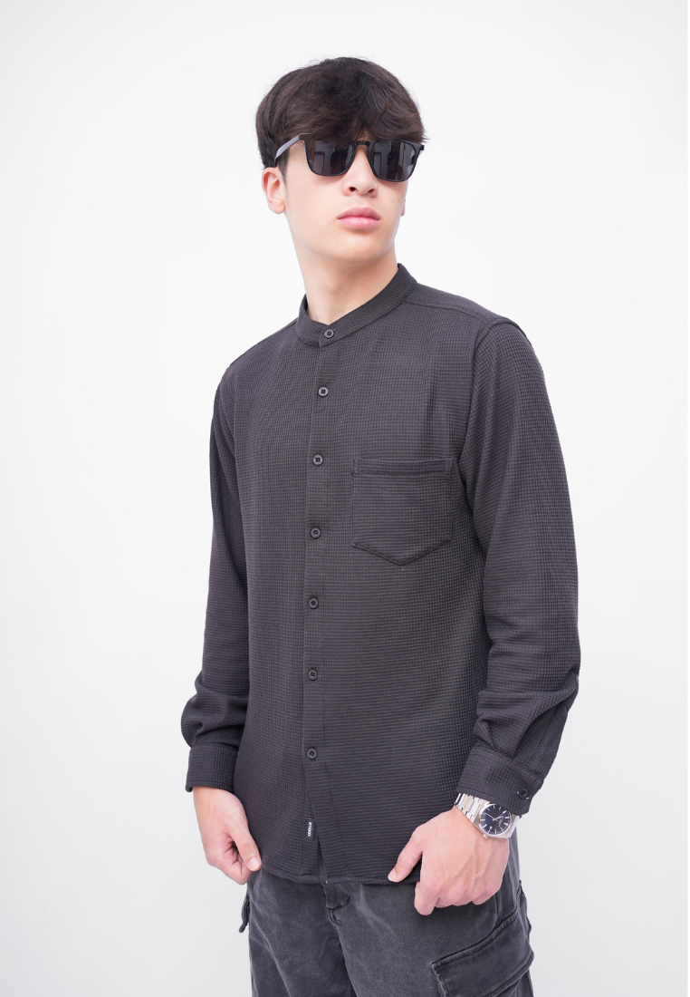 Ryusei Kemeja Kerah Koko Lengan Panjang Ultra Waffle