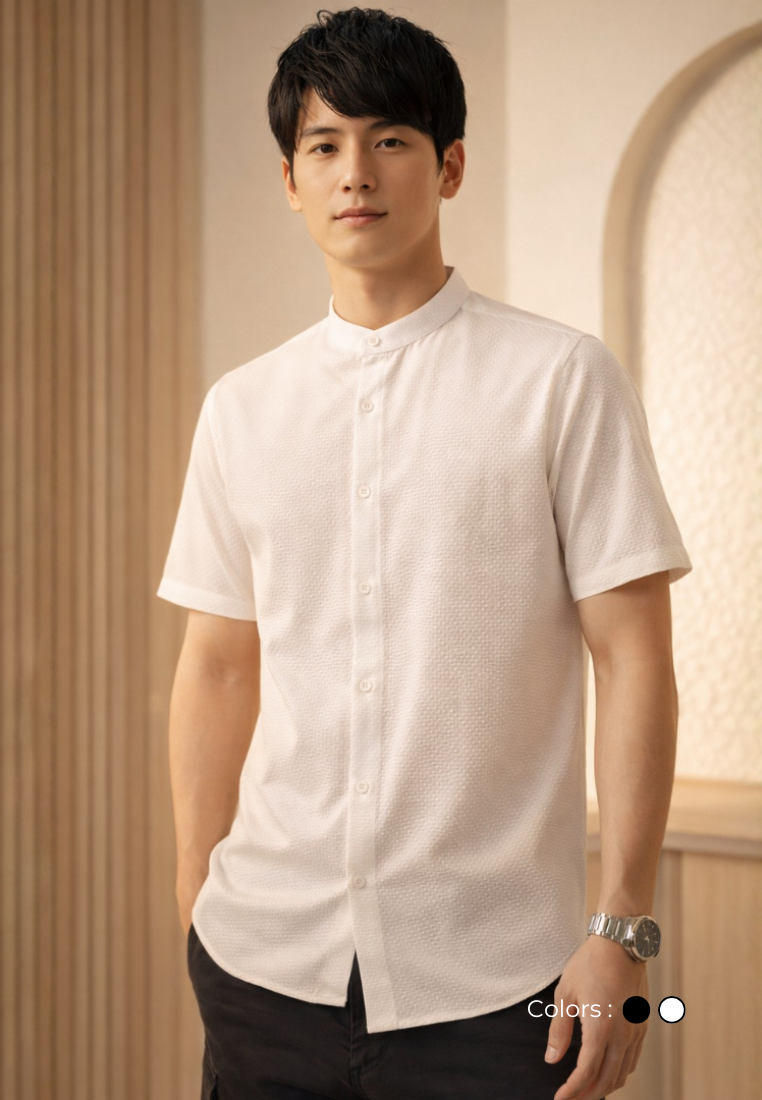 Ryusei Kemeja Kerah Koko Lengan Pendek Seijiro