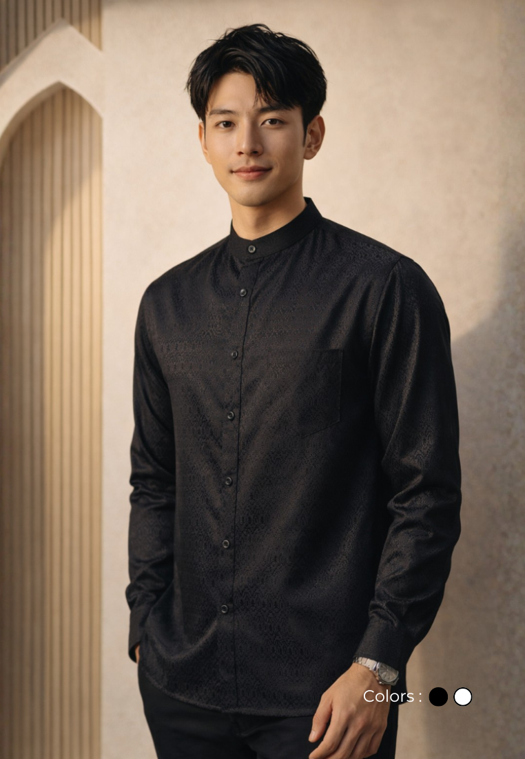 Ryusei Kemeja Kerah Koko Lengan Panjang Shiro