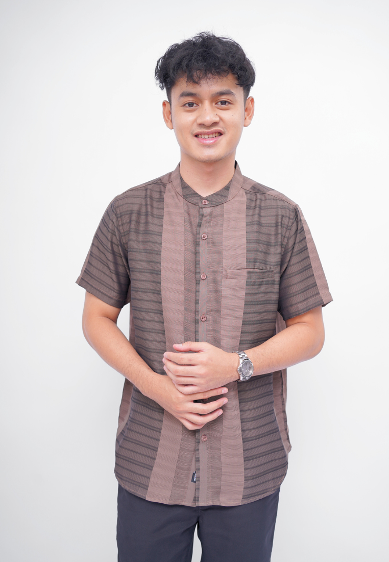 Ryusei Kemeja Kerah Koko Lengan Pendek Yahata