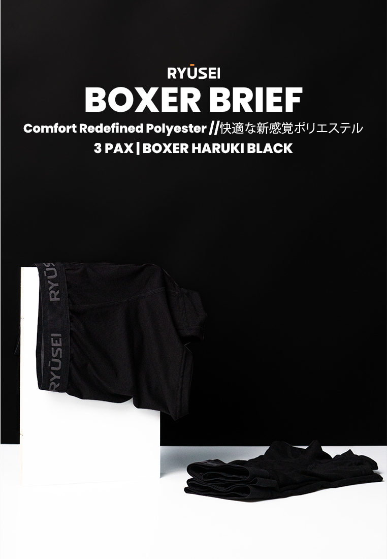Ryusei Boxer Haruki Polyester Spandex 3 Pcs | Nyaman & Elastis