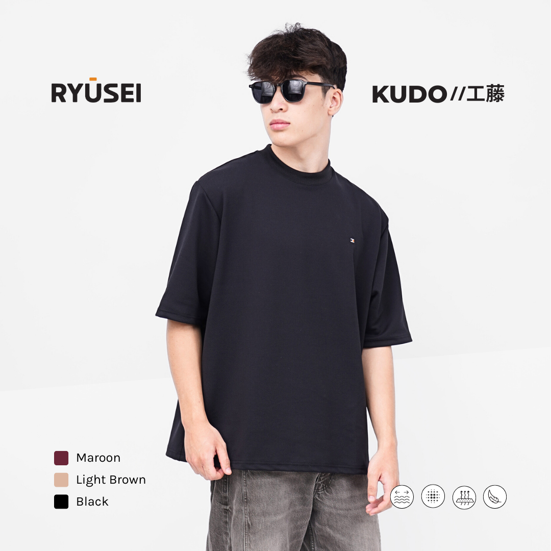 Ryusei T-shirt Oversize Kudo Twill – Kaos dengan Tekstur Unik
