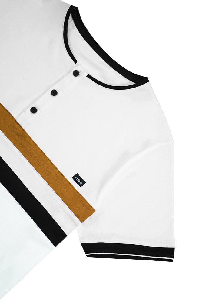 Ryusei Tshirt Takatsuki Button CMB White DF - Ryusei Tshirt Men