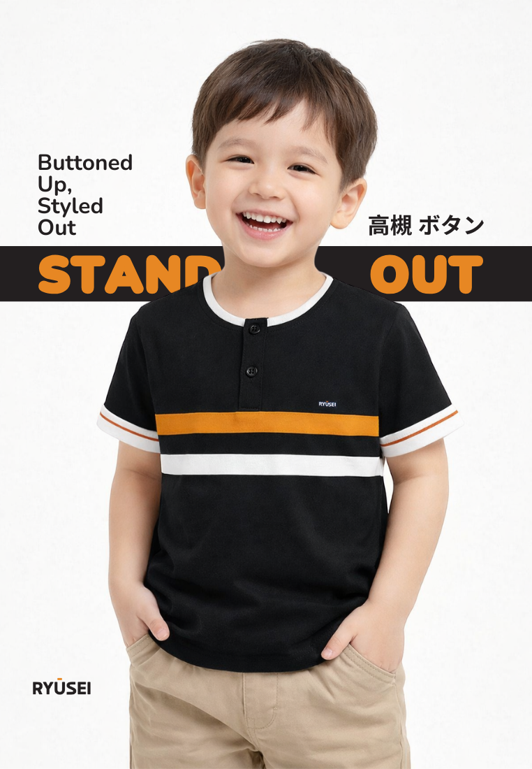 Ryusei Kaos Anak Takatsuki Button CMB Black