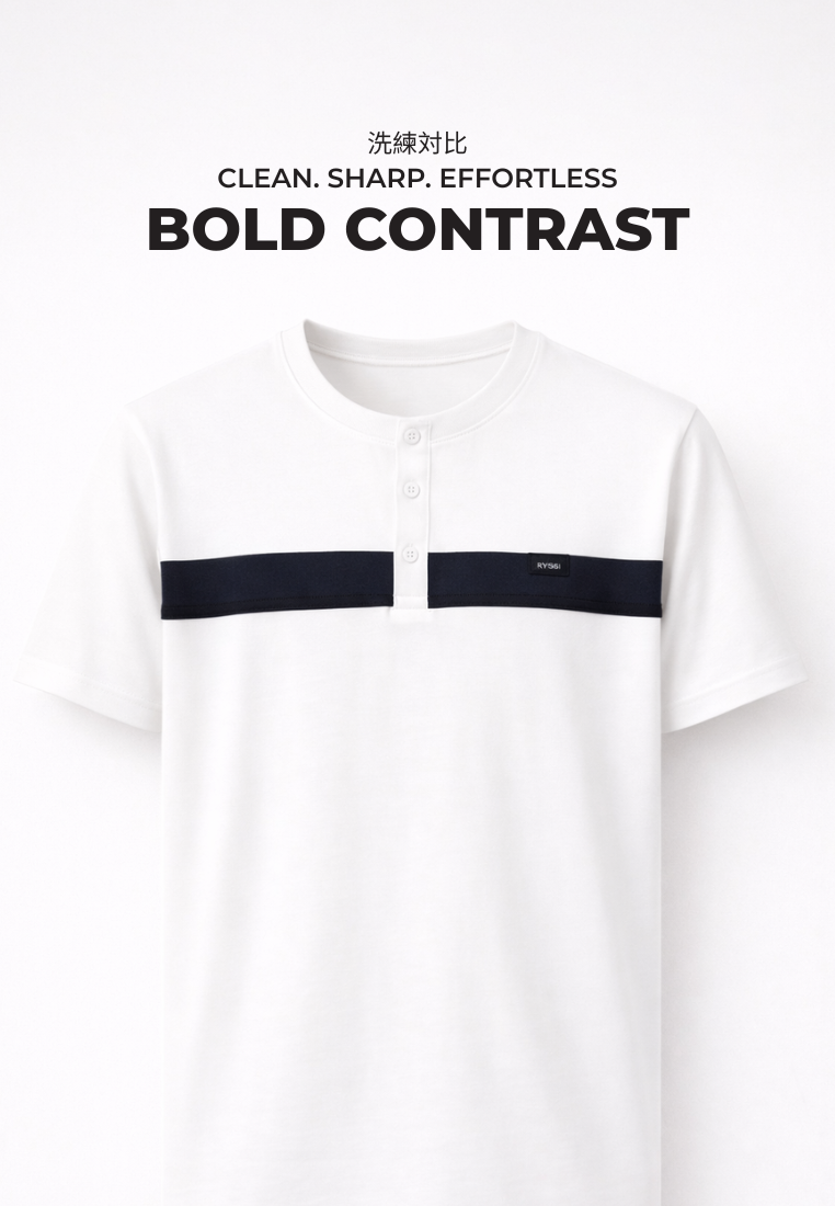 Ryusei Kaos Pria Atsunaka Button CMB White