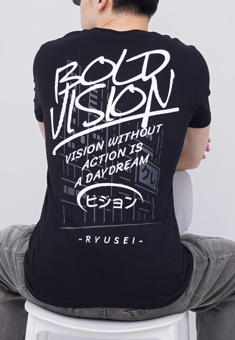 Ryusei Kaos Pria Bold Vision Black