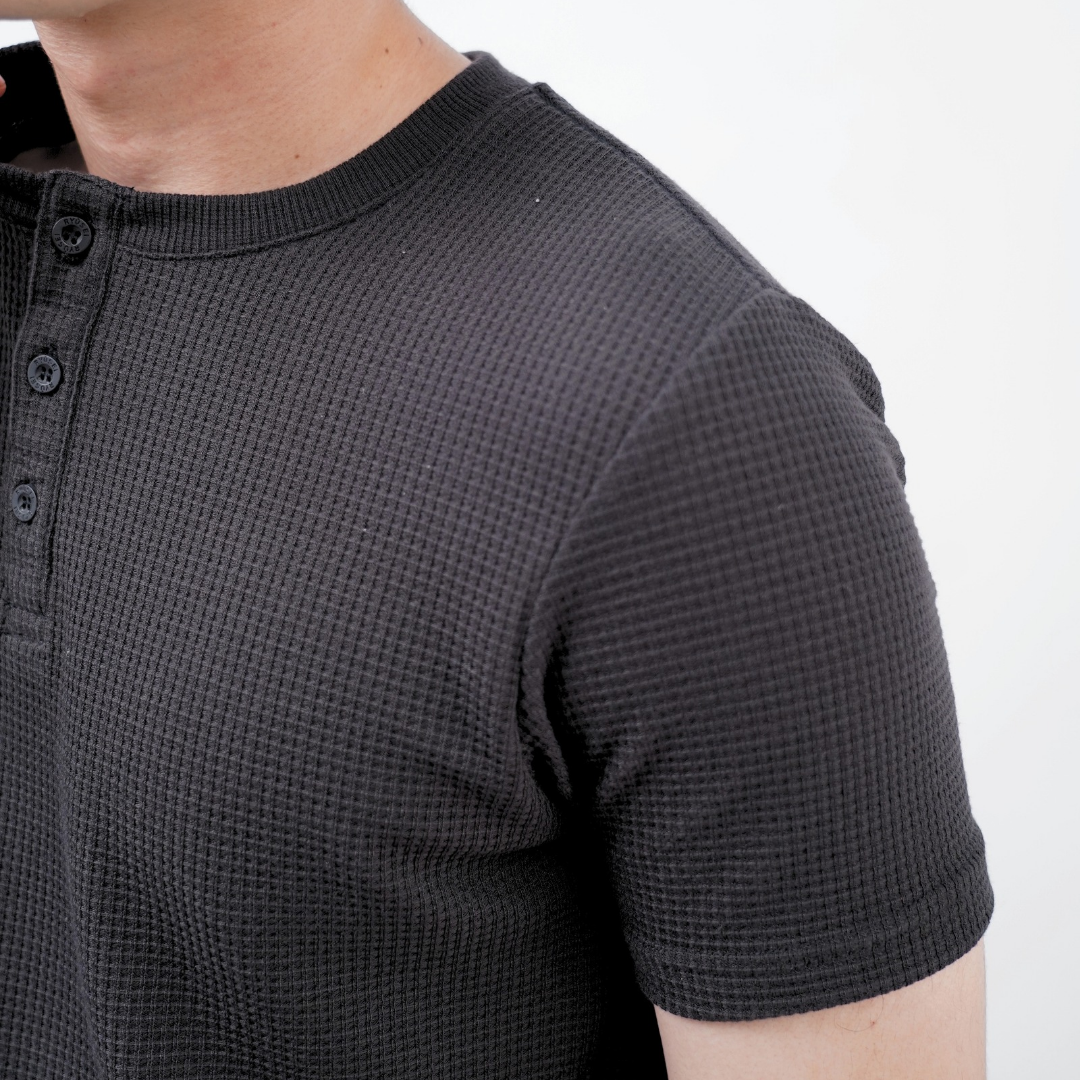 Ryusei Kaos Pria Henley Ultra Waffle
