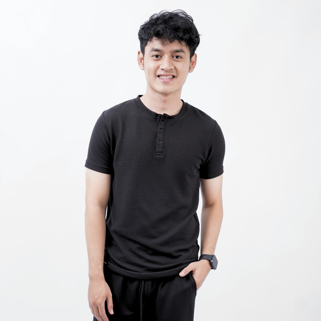 Ryusei Kaos Pria Henley Ultra Waffle