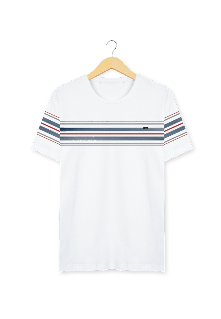 Ryusei Kaos Pria Hiratsuka Stripe White