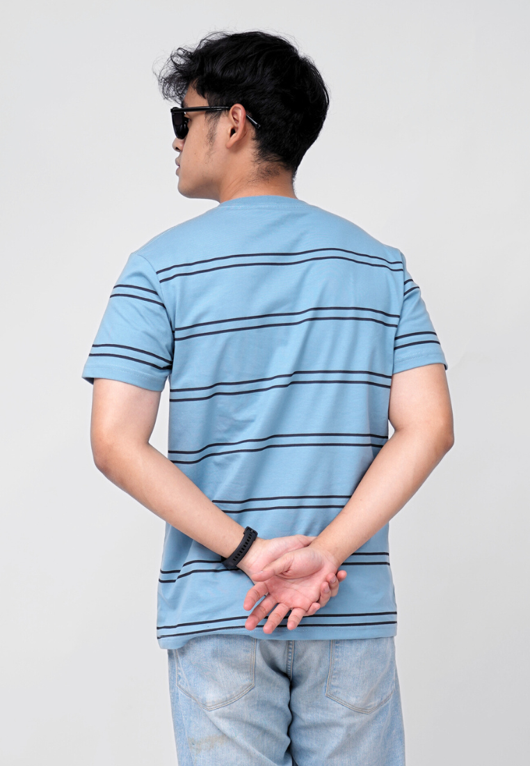 Ryusei Kaos Pria Kaizuka Stripe Smoke Blue