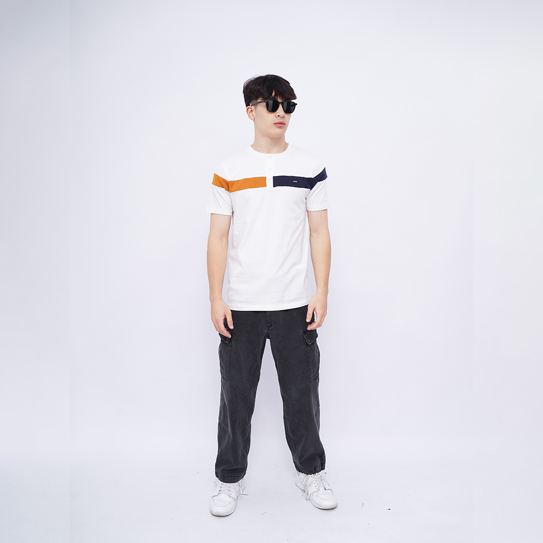 Ryusei Kaos Pria Kuroishi Button CMB White