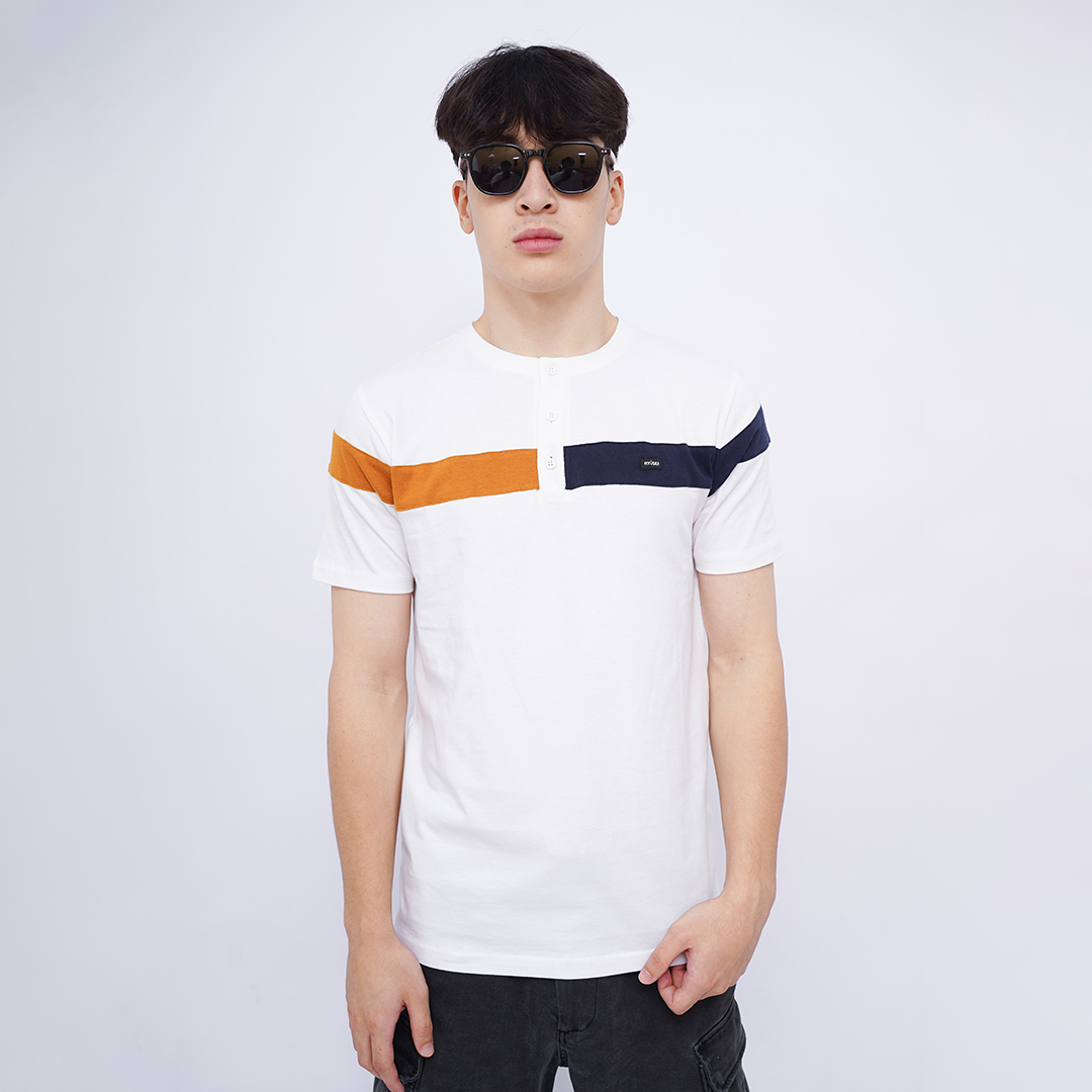 Ryusei Kaos Pria Kuroishi Button CMB White