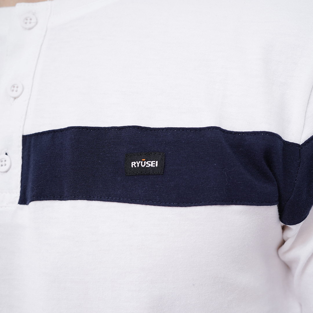 Ryusei Kaos Pria Kuroishi Button CMB White
