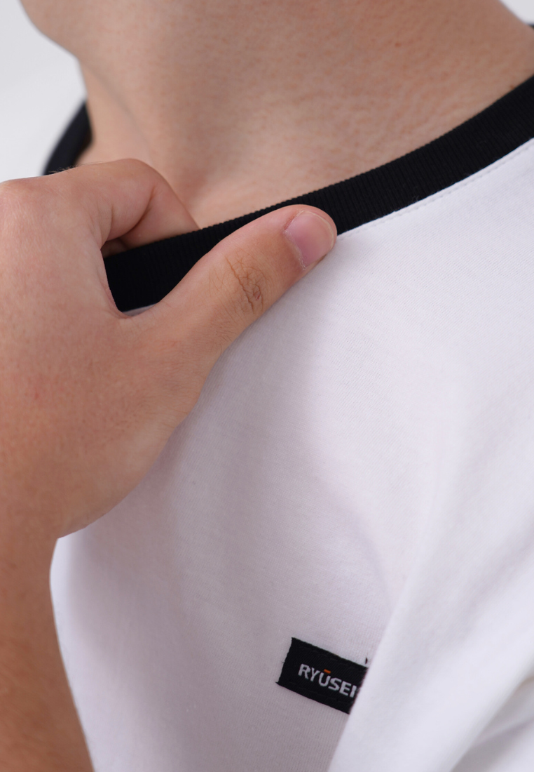Ryusei Kaos Pria Modest White Stripe