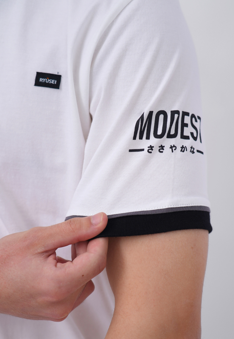 Ryusei Kaos Pria Modest White Stripe