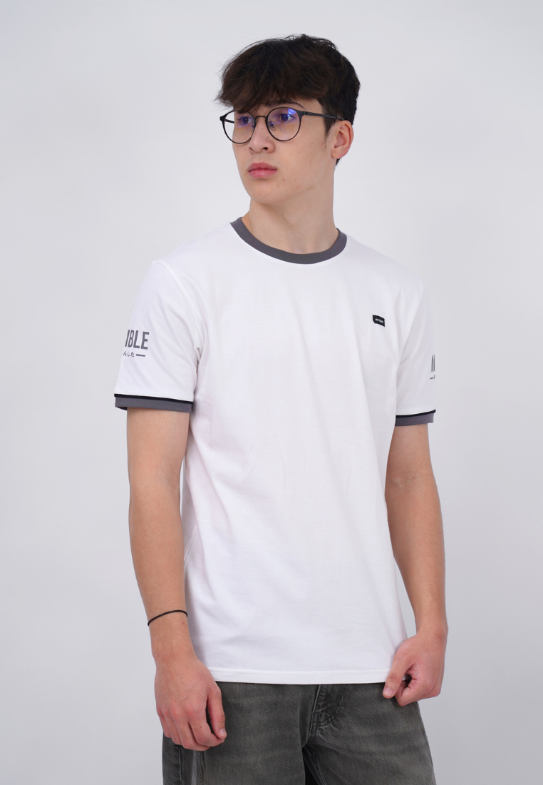 Ryusei Kaos Pria Modest White Stripe