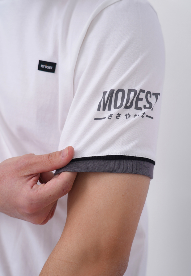 Ryusei Kaos Pria Modest White Stripe