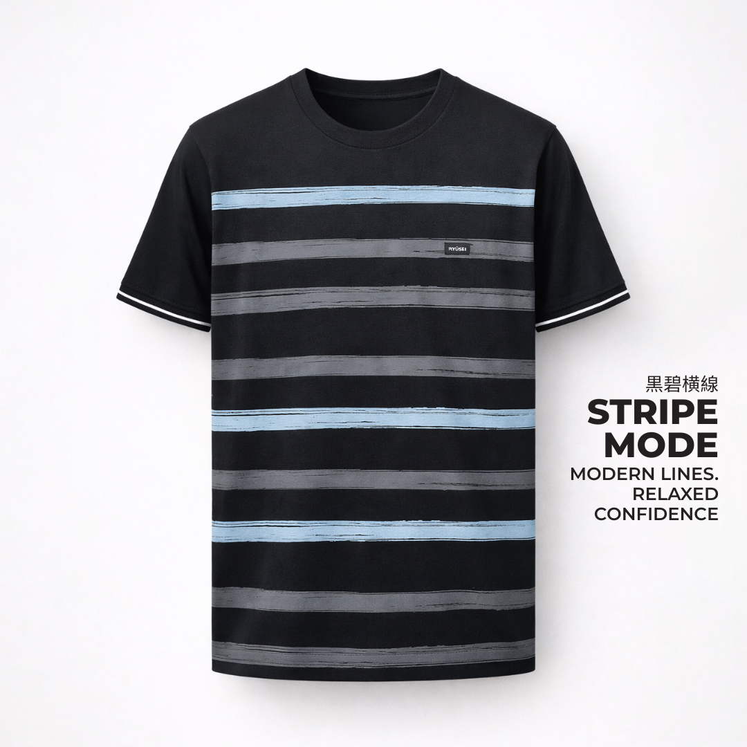 Ryusei Kaos Pria Yamada Stripe Black
