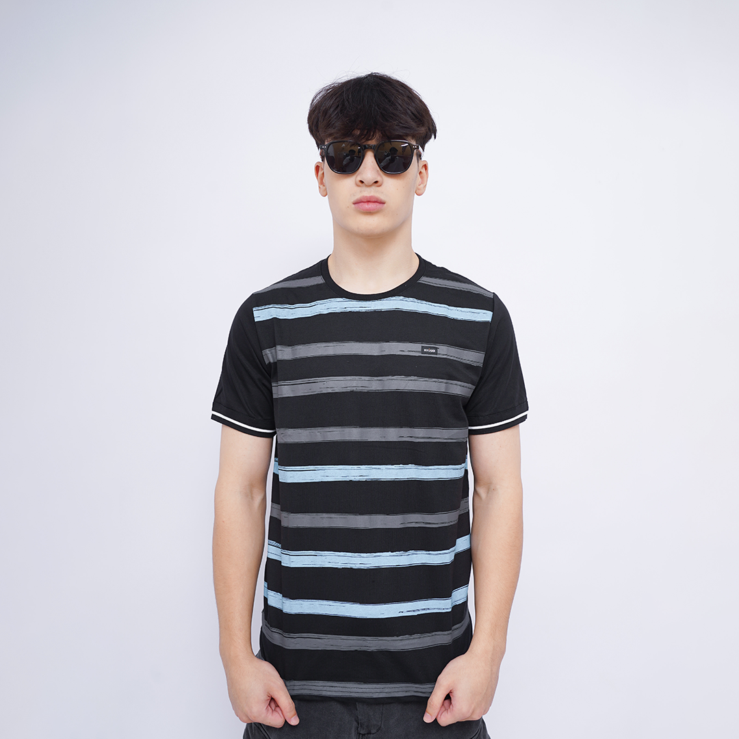 Ryusei Kaos Pria Yamada Stripe Black
