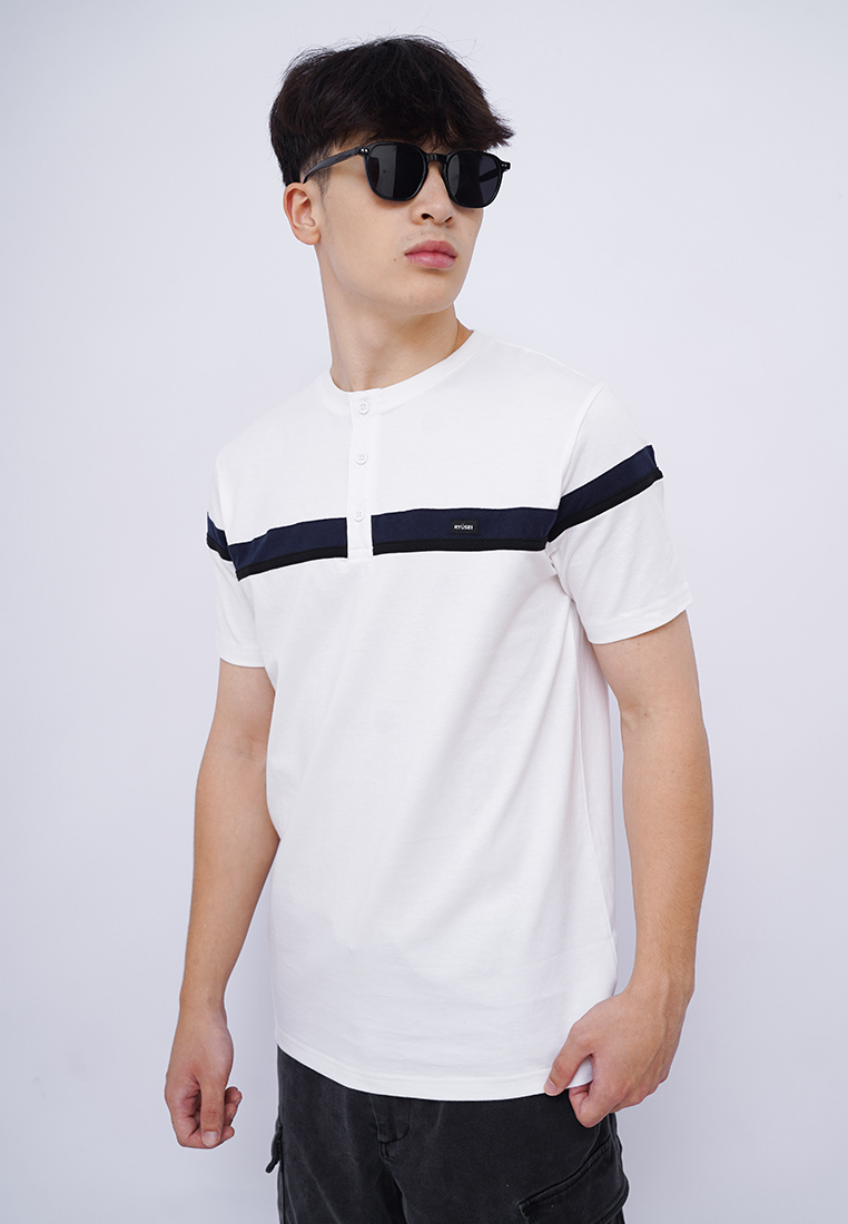 Ryusei Kaos Pria Atsunaka Button CMB White