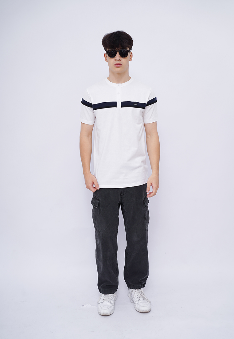 Ryusei Kaos Pria Atsunaka Button CMB White