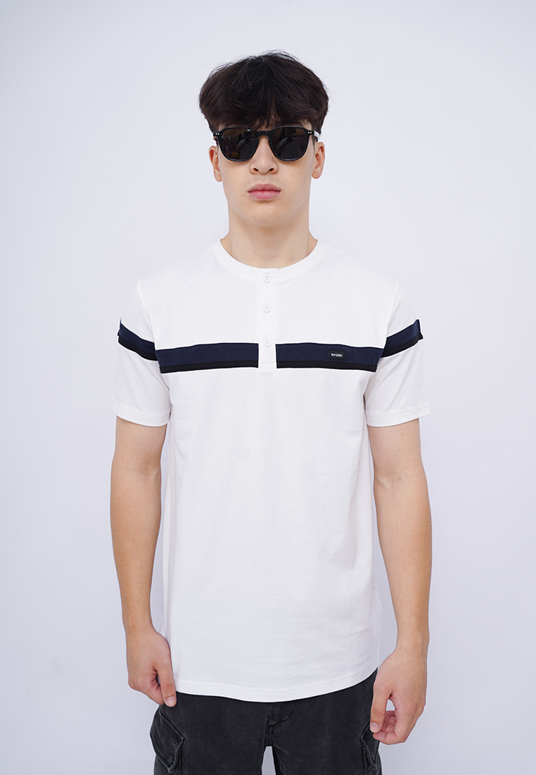 Ryusei Kaos Pria Atsunaka Button CMB White