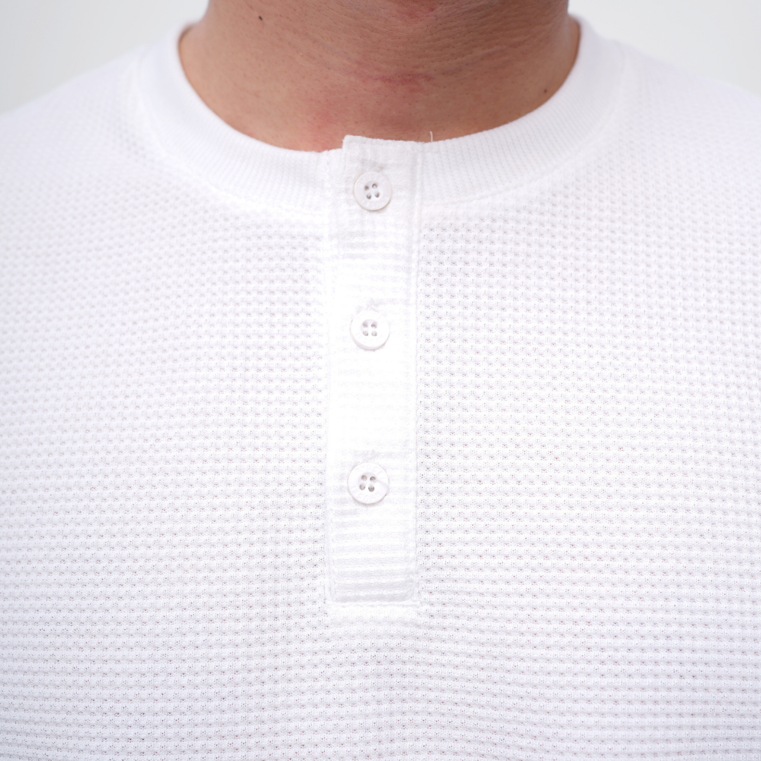Ryusei Kaos Pria Henley Ultra Waffle
