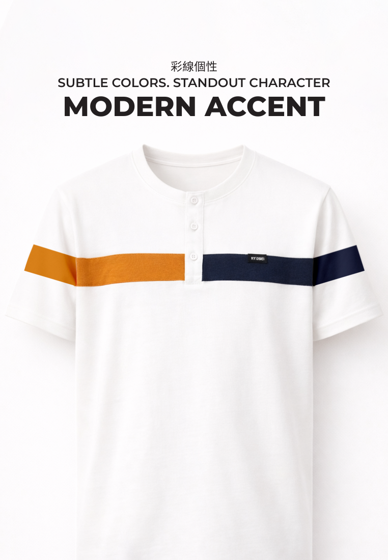 Ryusei Kaos Pria Kuroishi Button CMB White