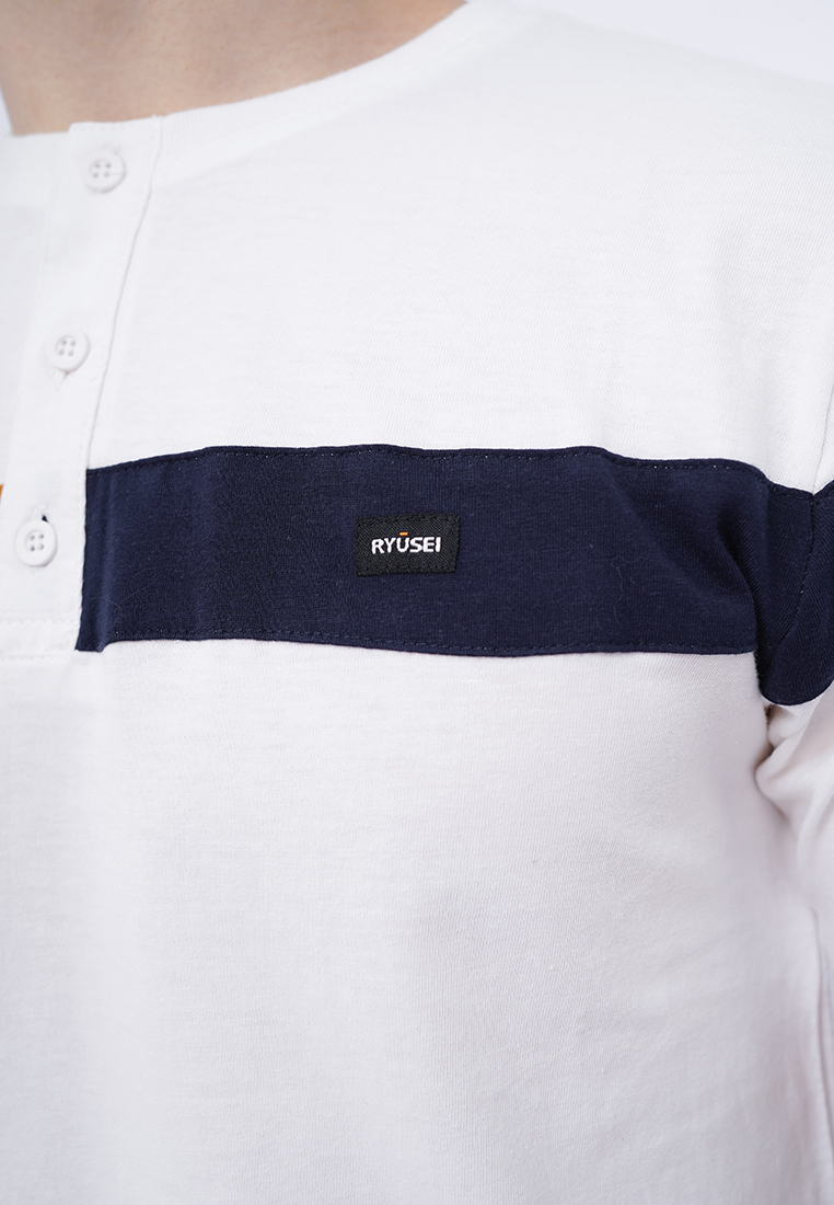 Ryusei Kaos Pria Kuroishi Button CMB White