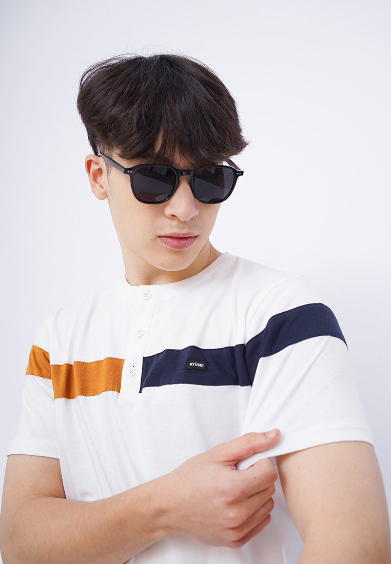 Ryusei Kaos Pria Kuroishi Button CMB White