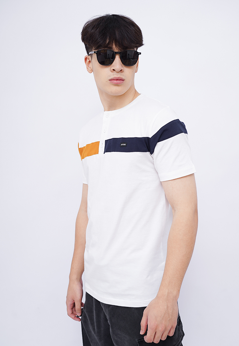 Ryusei Kaos Pria Kuroishi Button CMB White