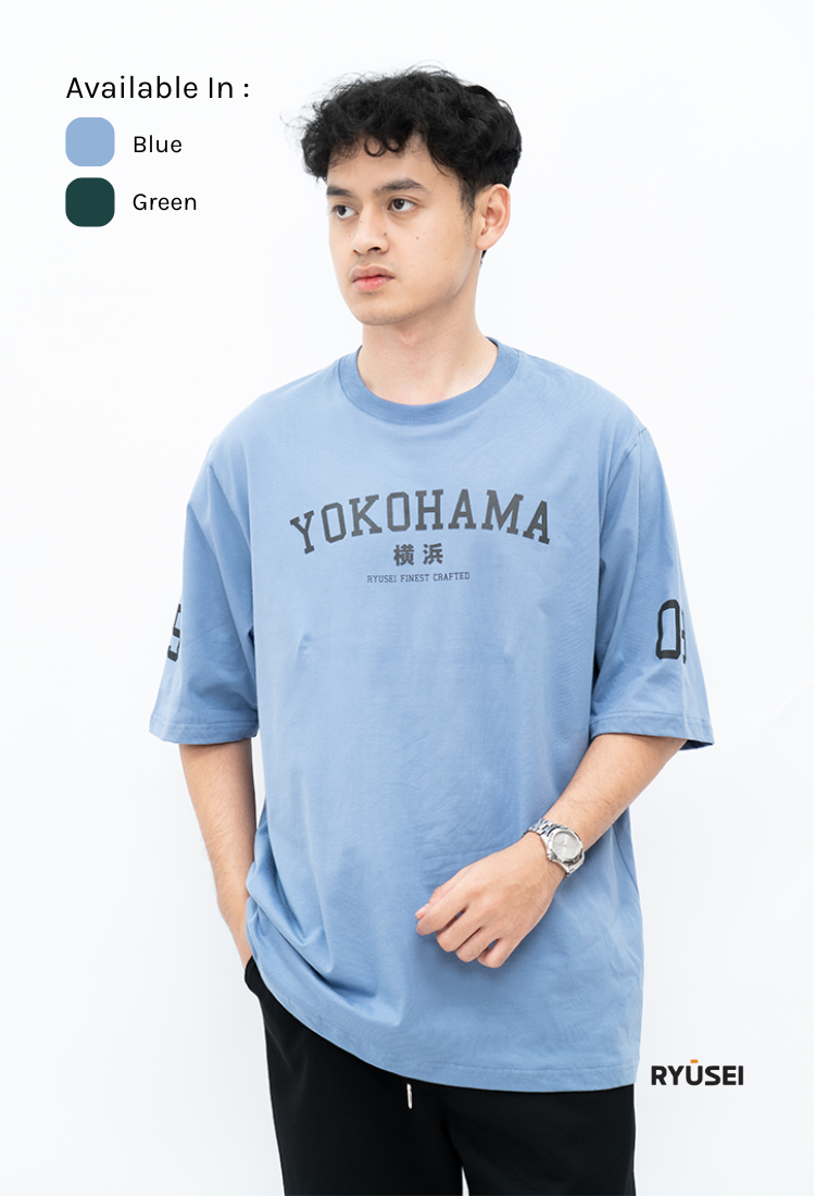 Ryusei Kaos Pria Boxy Oversize Yokohama