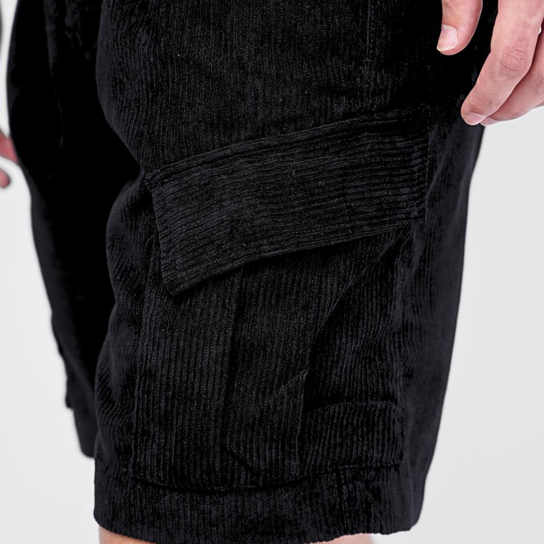Ryusei Celana Cargo Pendek Corduroy Hitam Short Pants Premium Daily Wear