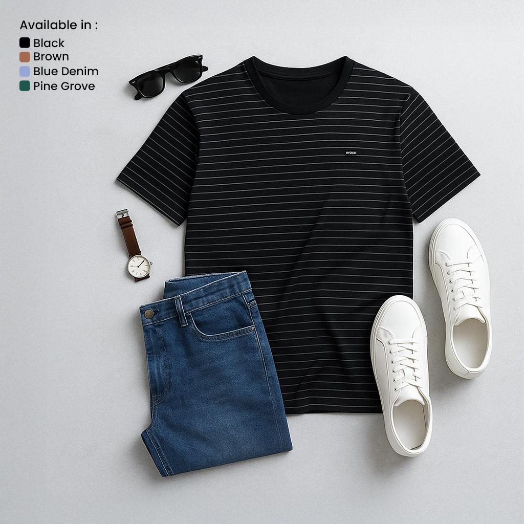 Ryusei Kaos Pria Kitagawa Stripe | Dengan Pilihan Warna
