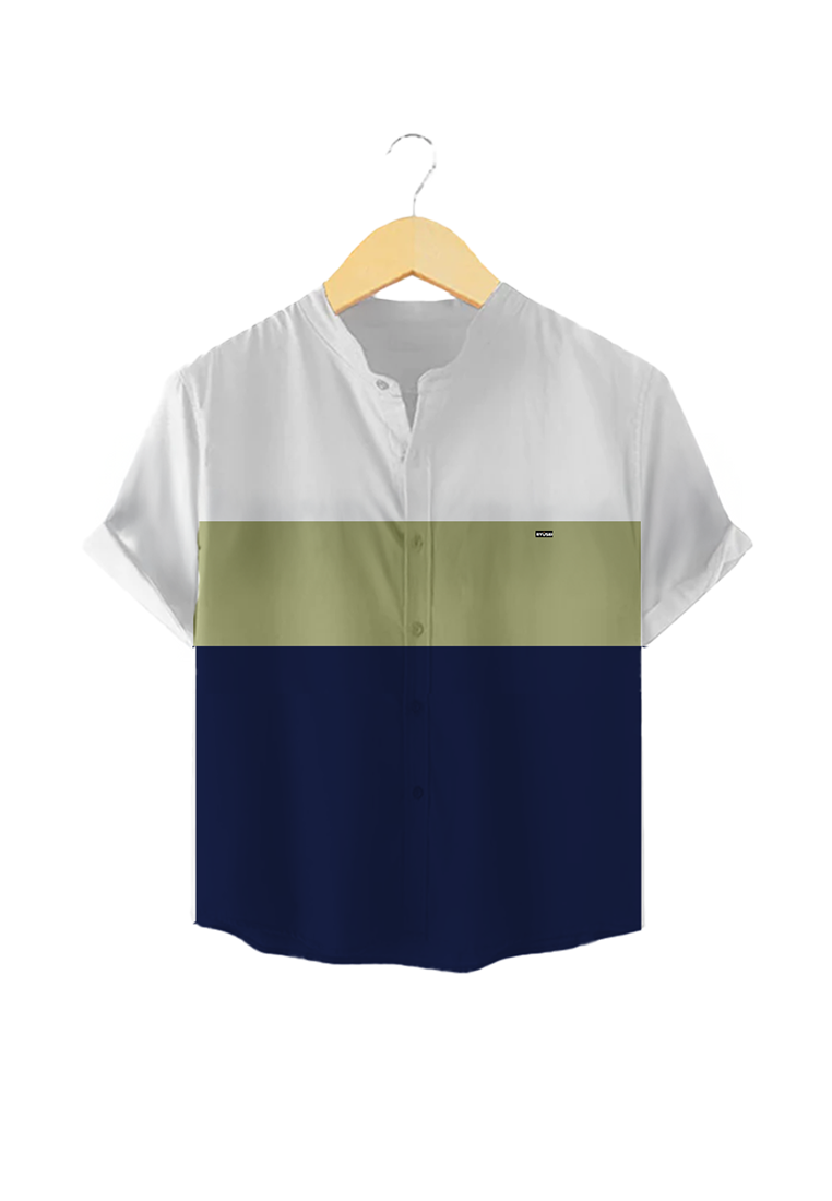 Ramadan Series | Ryusei Kemeja Anak Kerah Koko lengan Pendek Mikata CMB Blue Denim