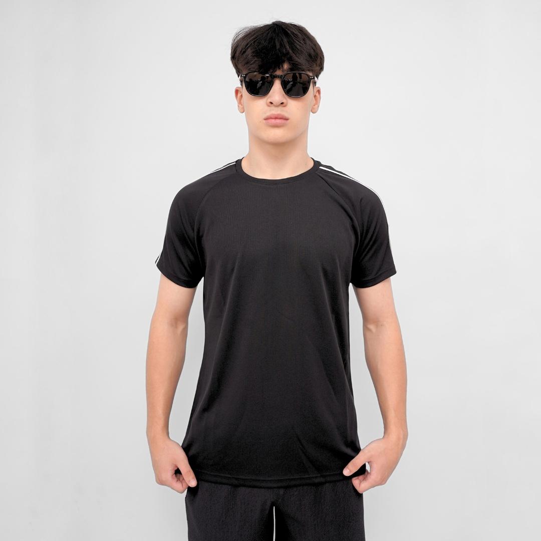 Ryusei Kaos Olahraga Pria Nagata Black Baju Gym Dry Fit Adem Jersey Training