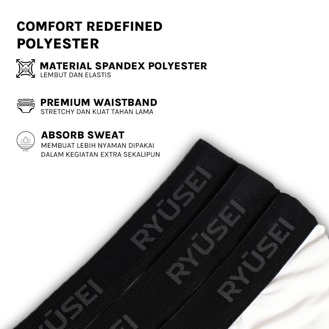 Ryusei Boxer Haruki Misty Grey Polyester Spandex 3 Pcs | Nyaman & Elastis