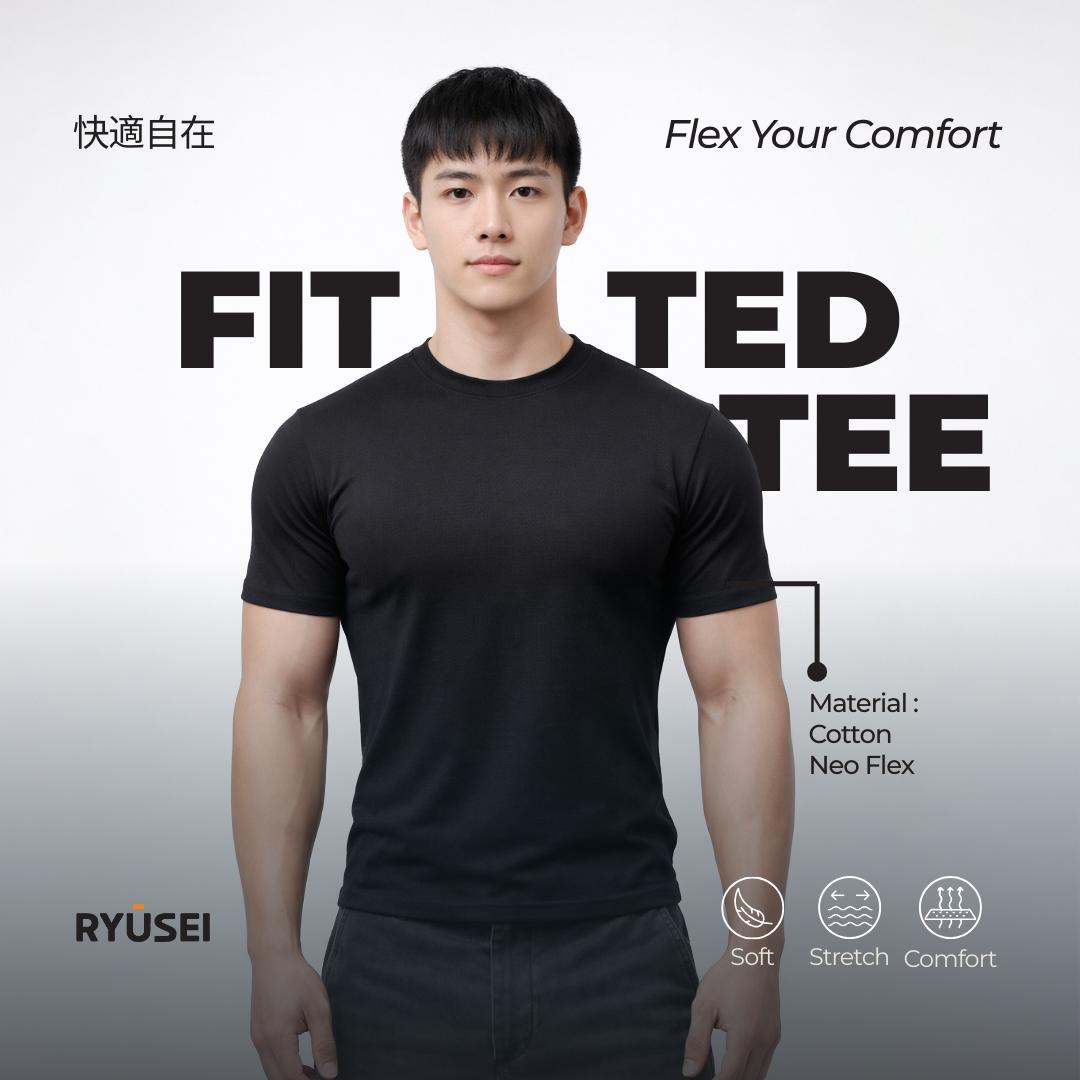 Ryusei Fitted Tee Neo Flex - Kaos Pria Slim Fit Premium Stretch