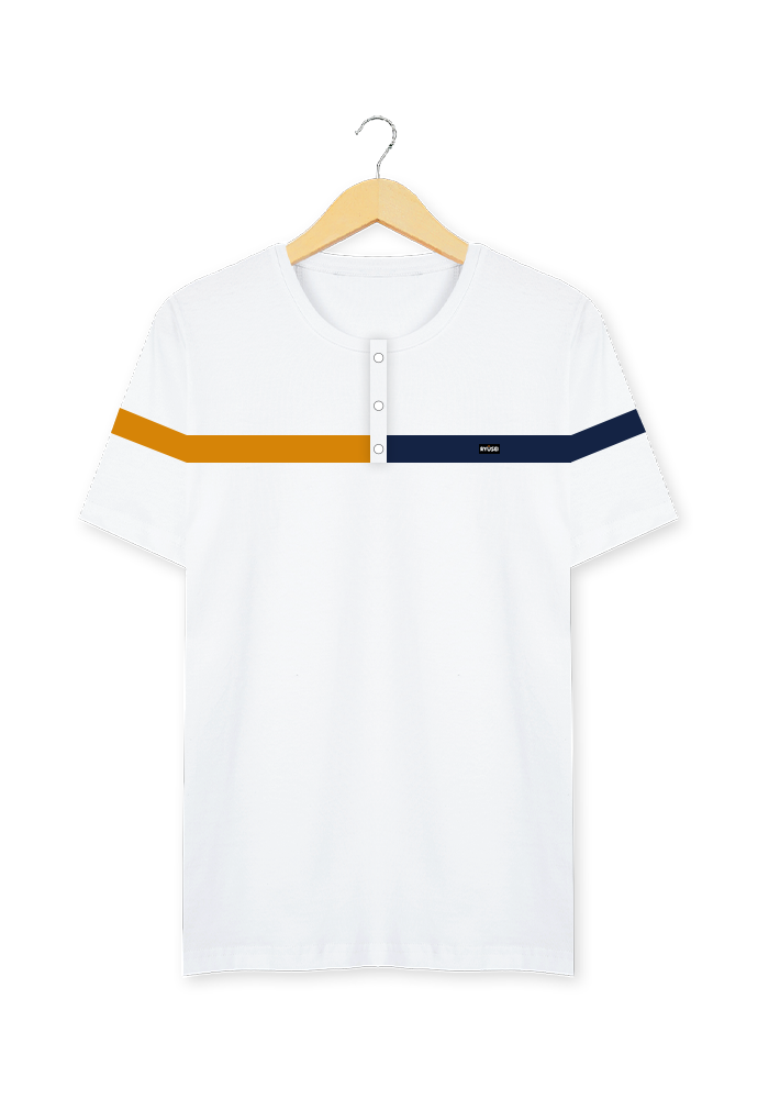 Ryusei Kaos Pria Kuroishi Button CMB White