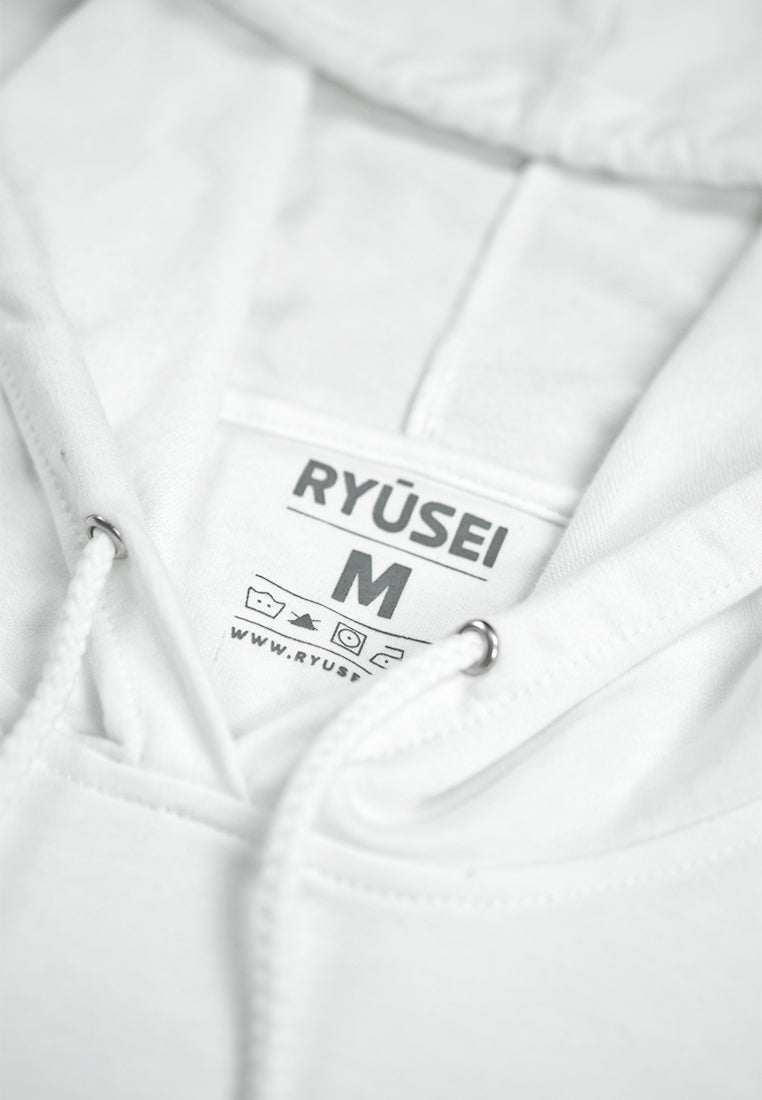 Ryusei Sweater Hoodie Mitaka White DF - Ryusei Pakaian Pria > Outerwear > Sweater & Kardigan