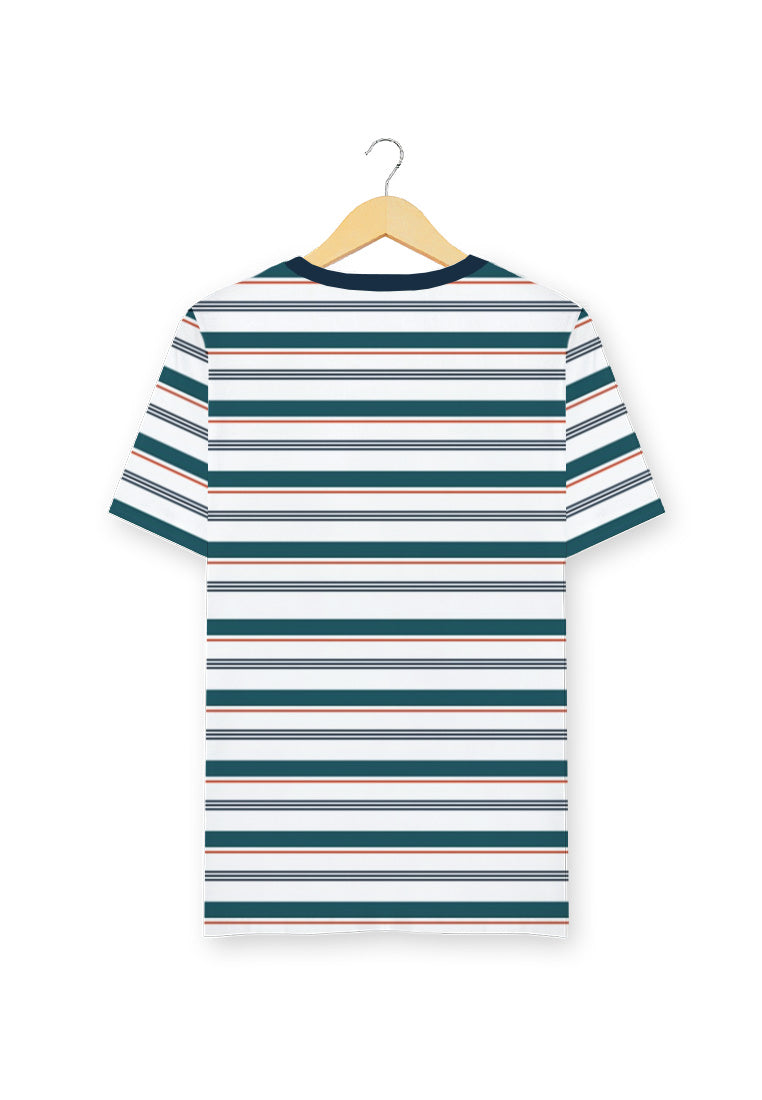 Ryusei Kaos Pria Wakayama Pocket Stripe White