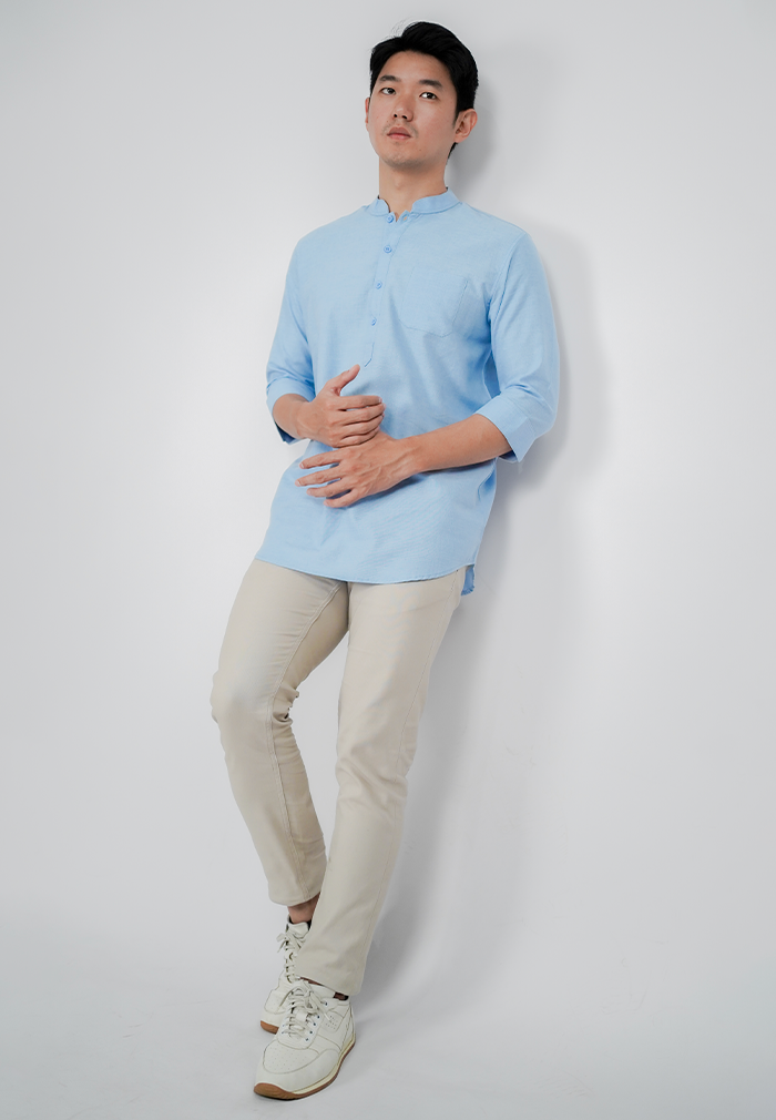 Ryusei Kurta Shirt Nakayama 2 Tone Sage Blue