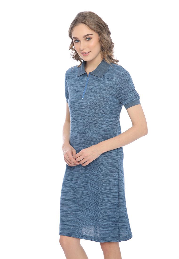 Ryusei Polo Dress Yuna Two Tone Blue - Ryusei
