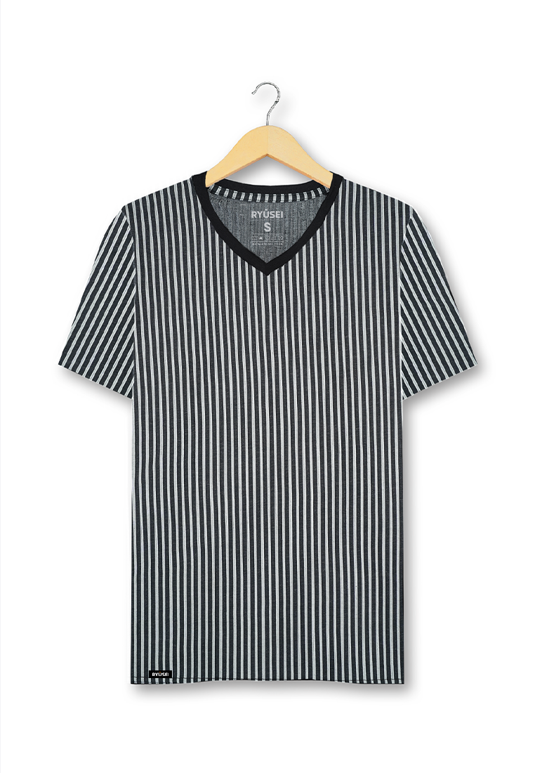Ryusei Tshirt Yujin Stripe White Black - Ryusei