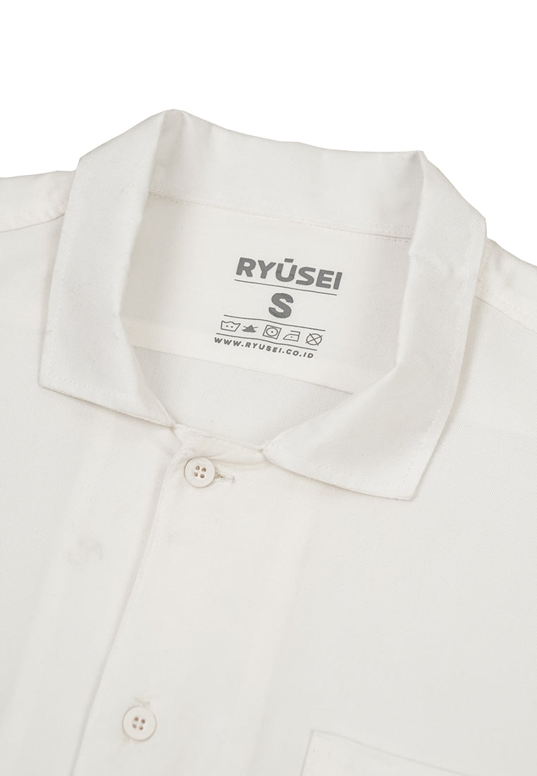 Ryusei Kemeja Pantai Rei Pocket White DF - Ryusei
