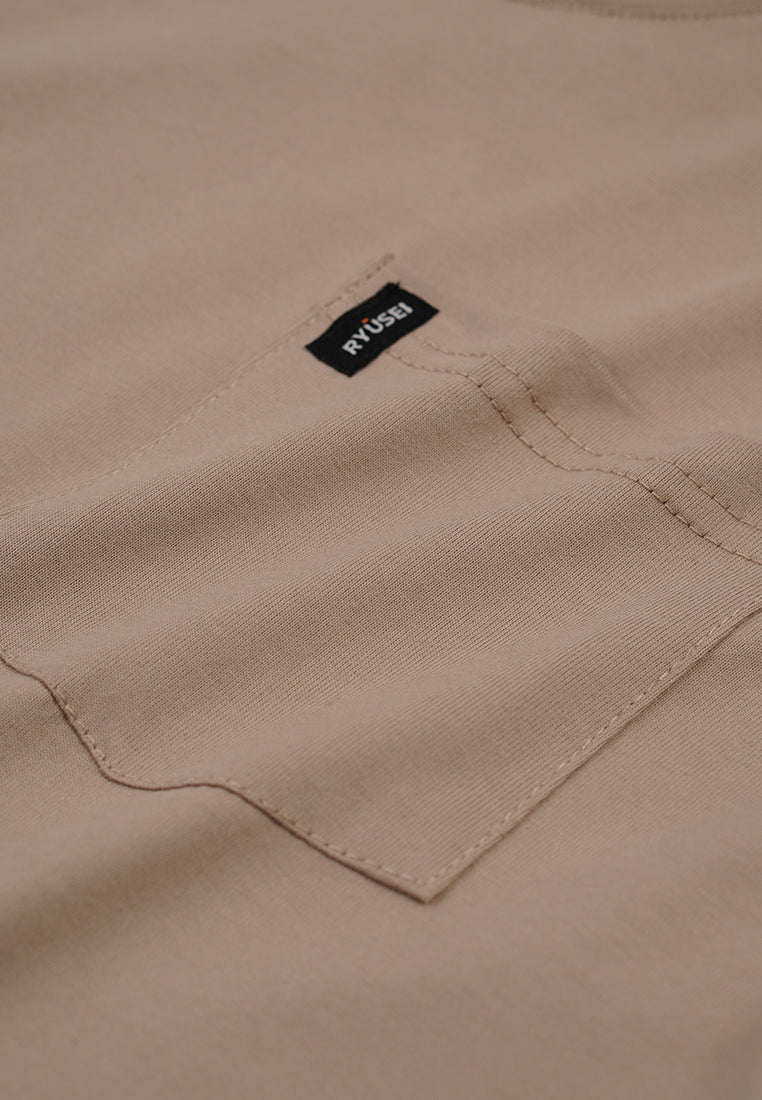 Ryusei Tshirt Oversize Kenji Pocket Light Brown DF - Ryusei