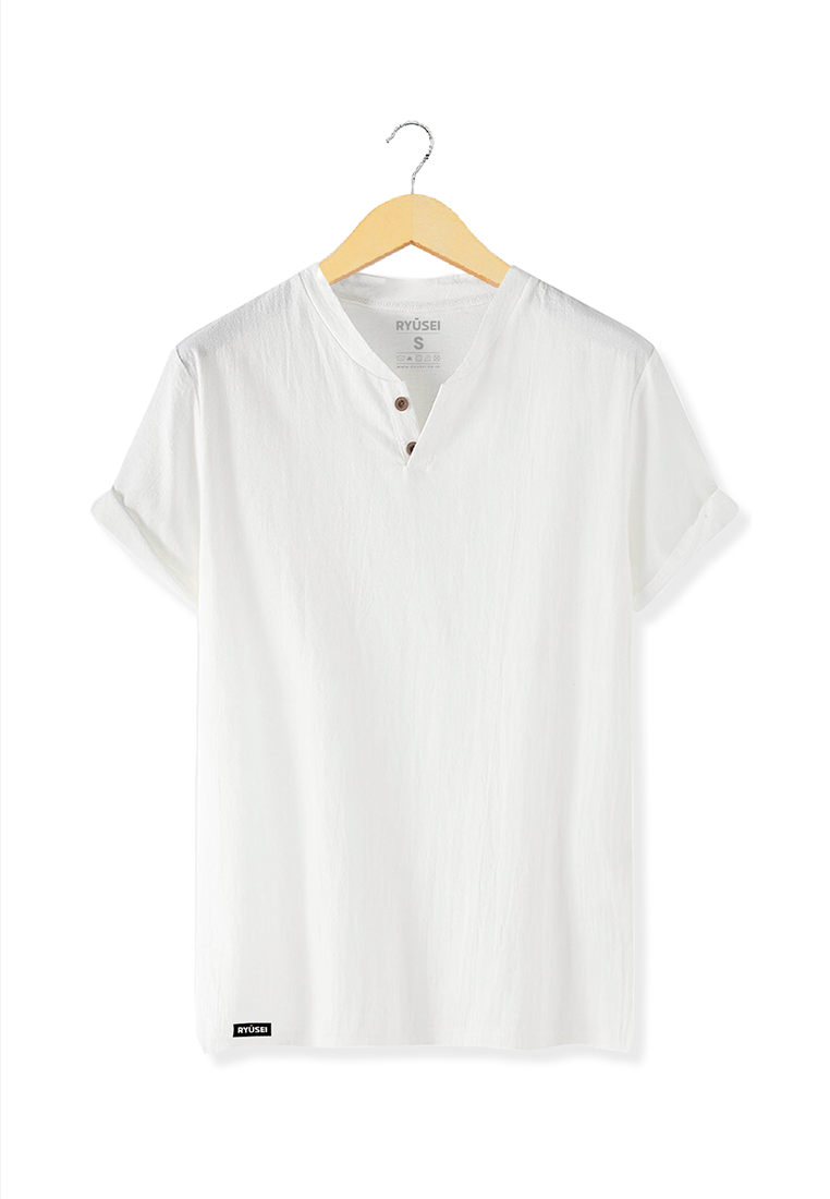 Ryusei Tshirt Kagawa Button White - Ryusei
