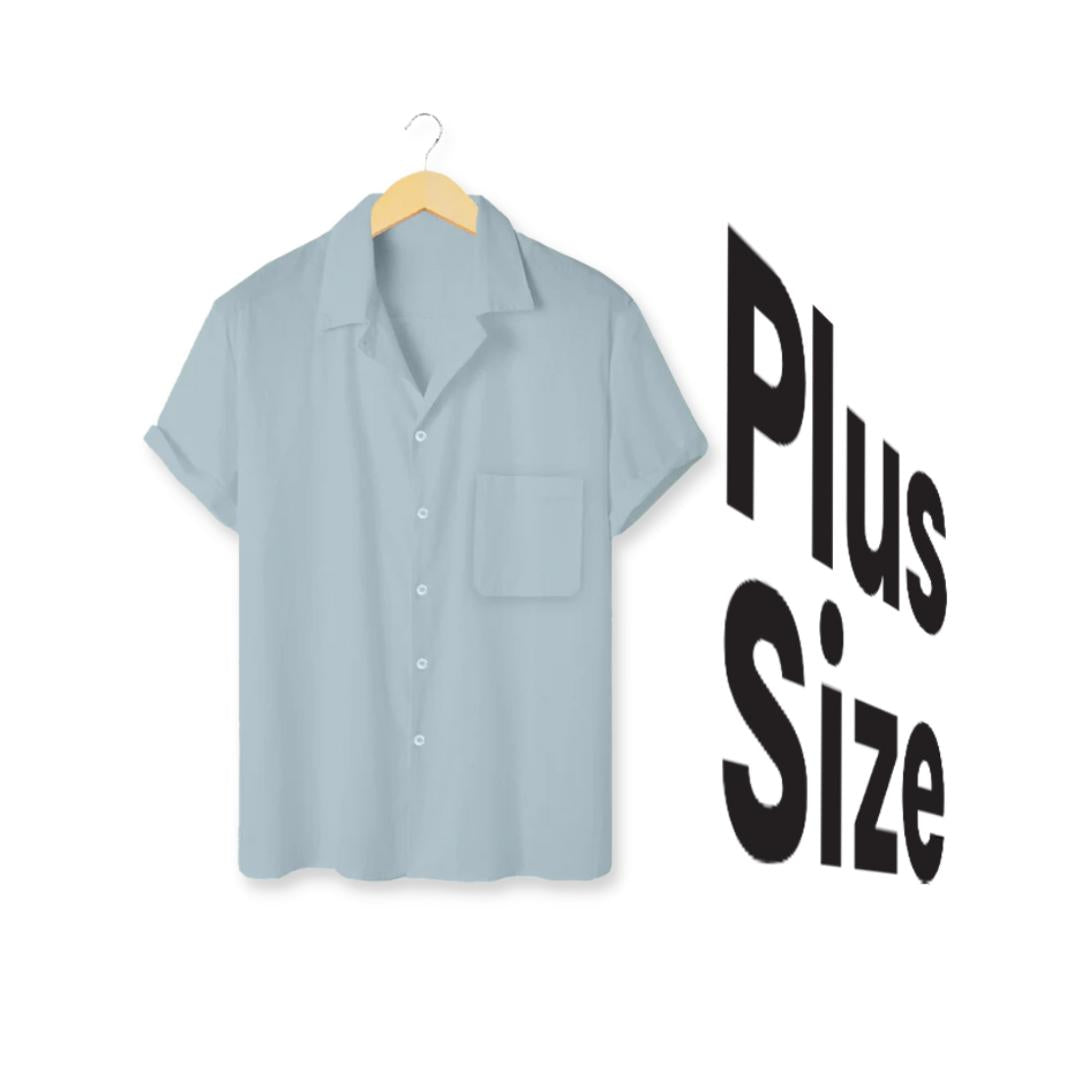 Ryusei Kemeja Pantai Rei Pocket Sage Blue Plus Size
